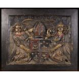 A 17th Century Polychromed Armorial Panel inscribed ADRES and dated 1660.