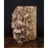 A 15th Century Oak Beam Boss carved as a vine leaf, 12¼ ins x 10½ ins (31 cm x 27 cms).