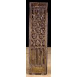 A Rare 15th Century Gessoed & Gilt Oak Panel carved with elaborate tracery,