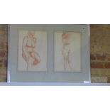 Two red chalk life studies, nude female