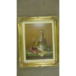 A gilt framed oil on board by Zoltan Pre