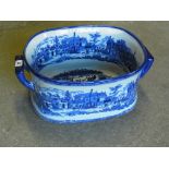 A large blue and white Ironstone style f