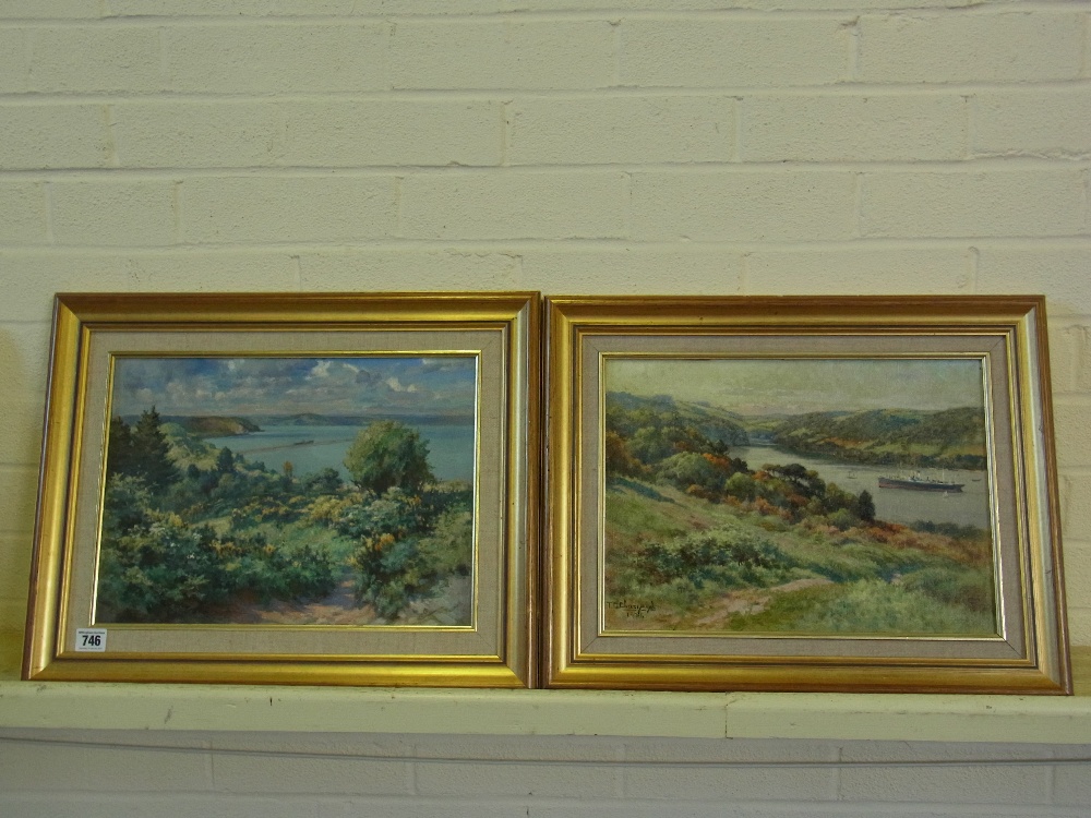 A pair of oil on board - Estuary scenes