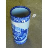 A blue and white Ironstone style umbrell