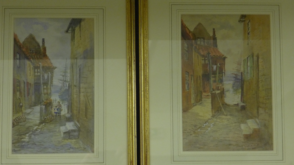 Two re-framed watercolours of Whitby - a