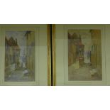 Two re-framed watercolours of Whitby - a