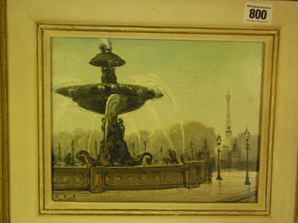 A framed oil on canvas of The Fountain i