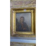 A gilt framed oil on panel portrait of a