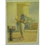 A framed watercolour of an Egyptian youn