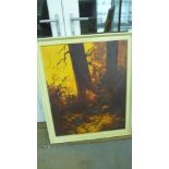 A large retro oil painting on canvas of