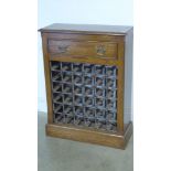 A modern oak wine rack with a single dra