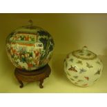 Two 19th century lidded ginger jars with