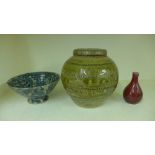 A Studio pottery ginger jar and cover -