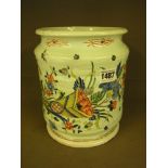 An antique faience apothecary jar decora