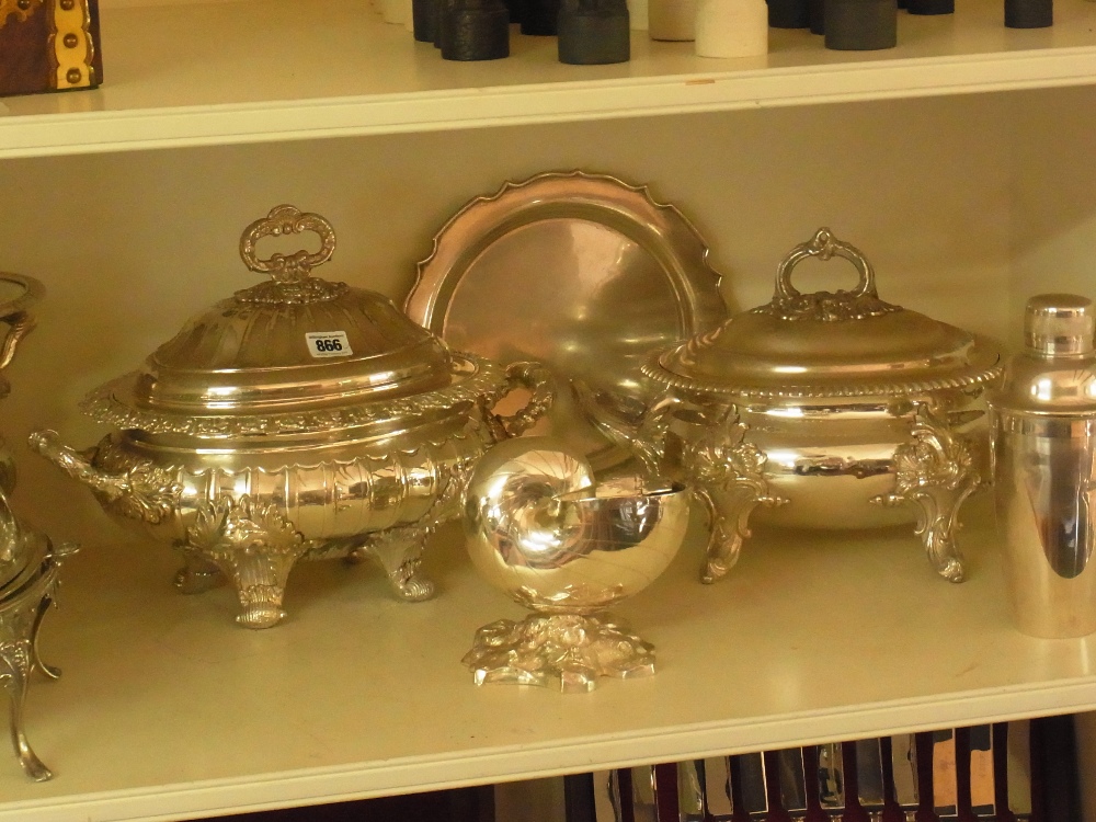 Two ornate silver plated tureens, an ent - Image 2 of 2