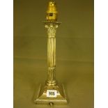 A silver Corinthian column table lamp -