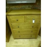 An oak 2+3 chesrt of drawers W 100cm x D