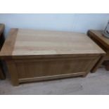 An oak blanket box W 105cm x D 50cm x H