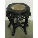 A well carved Chinese hardwood marble to