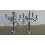 A pair of plated five light candelabra o