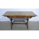 A 19th century rosewood library table wi