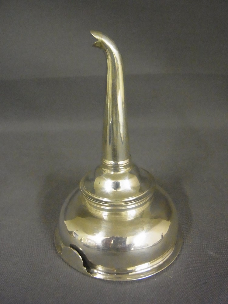 A silver wine two piece Georgian funnel