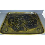 Japanned Toleware tray - black lacquered