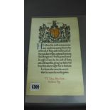 An illuminated scroll and Buckingham Pal