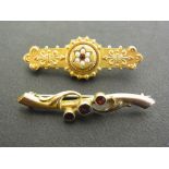 Two brooches - To include a seed pearl a