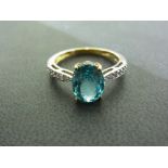 A 9ct gold apatite and diamond ring - Ha
