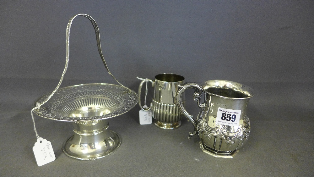 Two silver tankards one embossed with in