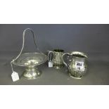 Two silver tankards one embossed with in