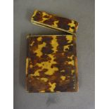 A Victorian tortoiseshell card case  -