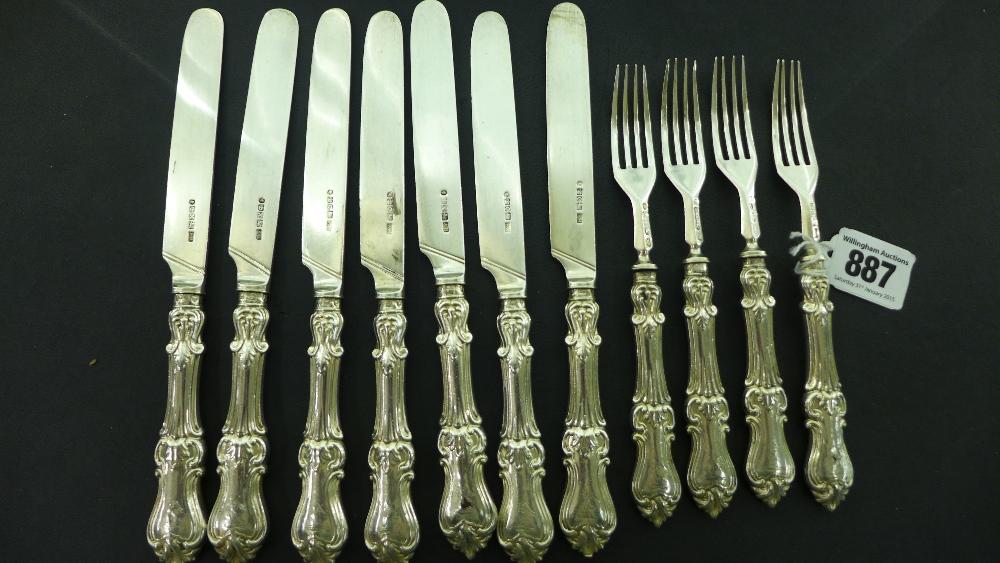 A set of six Victorian silver handle and