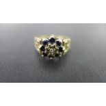 A 1970s 9ct gold sapphire and diamond cl