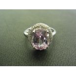 A 9ct gold kunzite and diamond cluster r