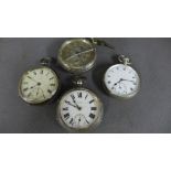 Four assorted silver pocket watches