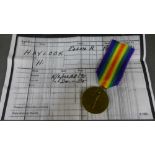 World War I Victory medal to 44886 Pte H