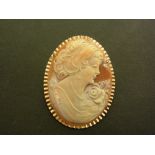 An 18 ct gold mounted Cameo - 5 cm x 4 c