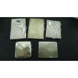 Five assorted silver cigarette cases - T