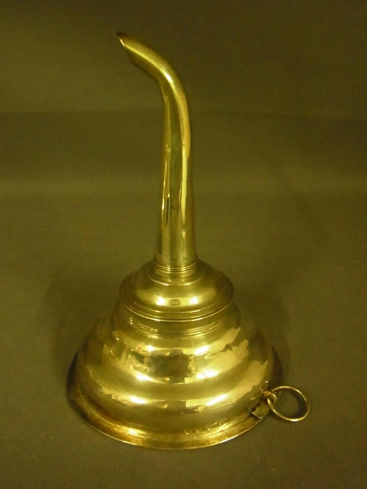 A silver two piece Georgian wine funnel