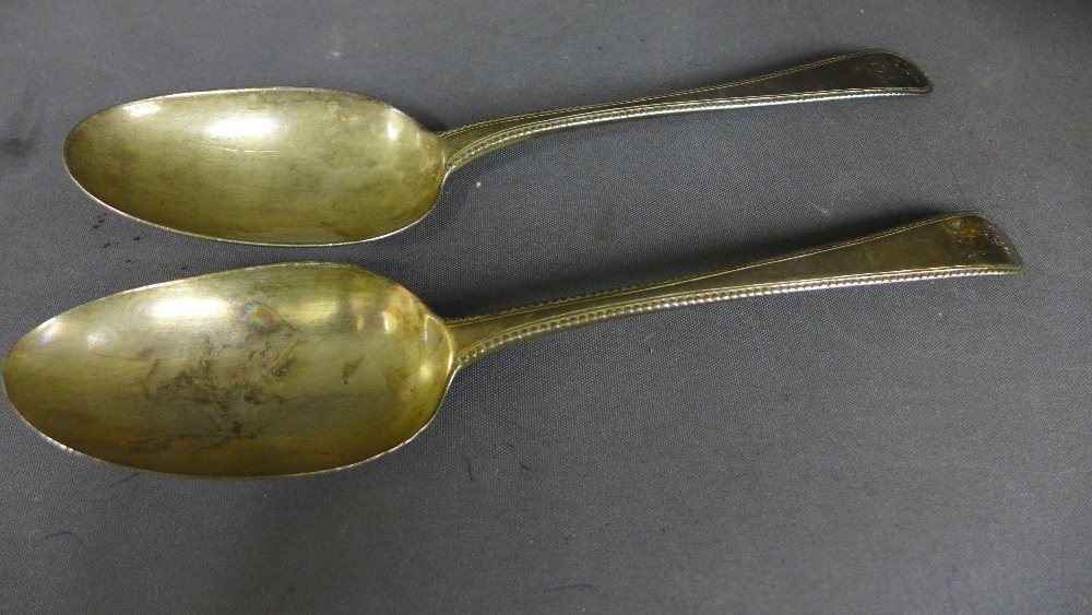 A pair of silver table spoons  - London