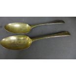 A pair of silver table spoons  - London