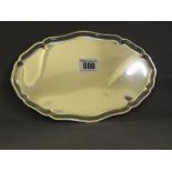 A Dutch silver card tray of oval form wi