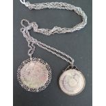 Two silver coin pendants  - To include a