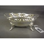 A silver bon bon dish of oval form with