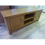 An oak ex display T V unit - Height 50 c