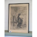 Jozef Israels etching entitled - The Hea