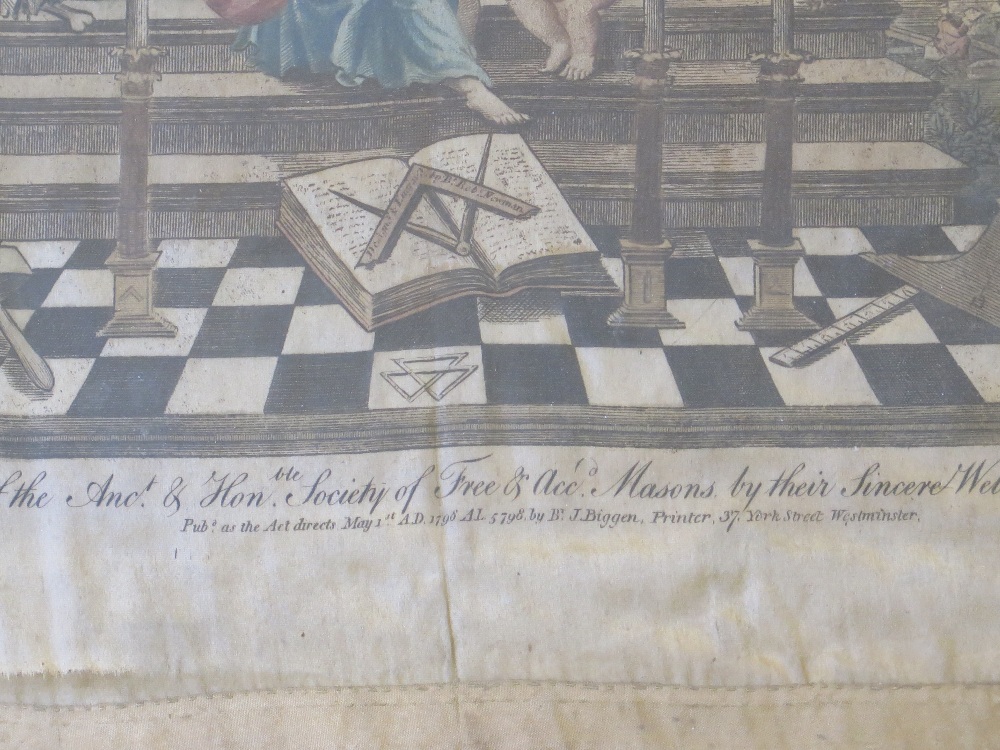 A framed printed silk Masonic apron 18th - Image 3 of 3