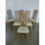 A set of six modern slat back dining cha